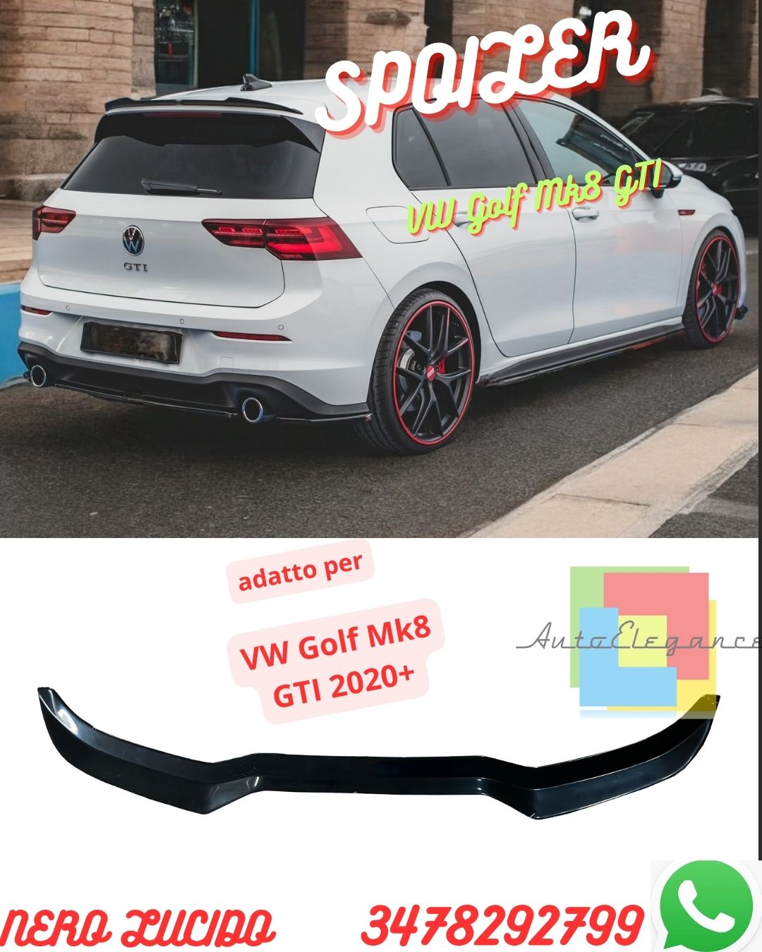 Spoiler ADATTO PER ✨✨VW Golf Mk8 GTI 2020+✨✨