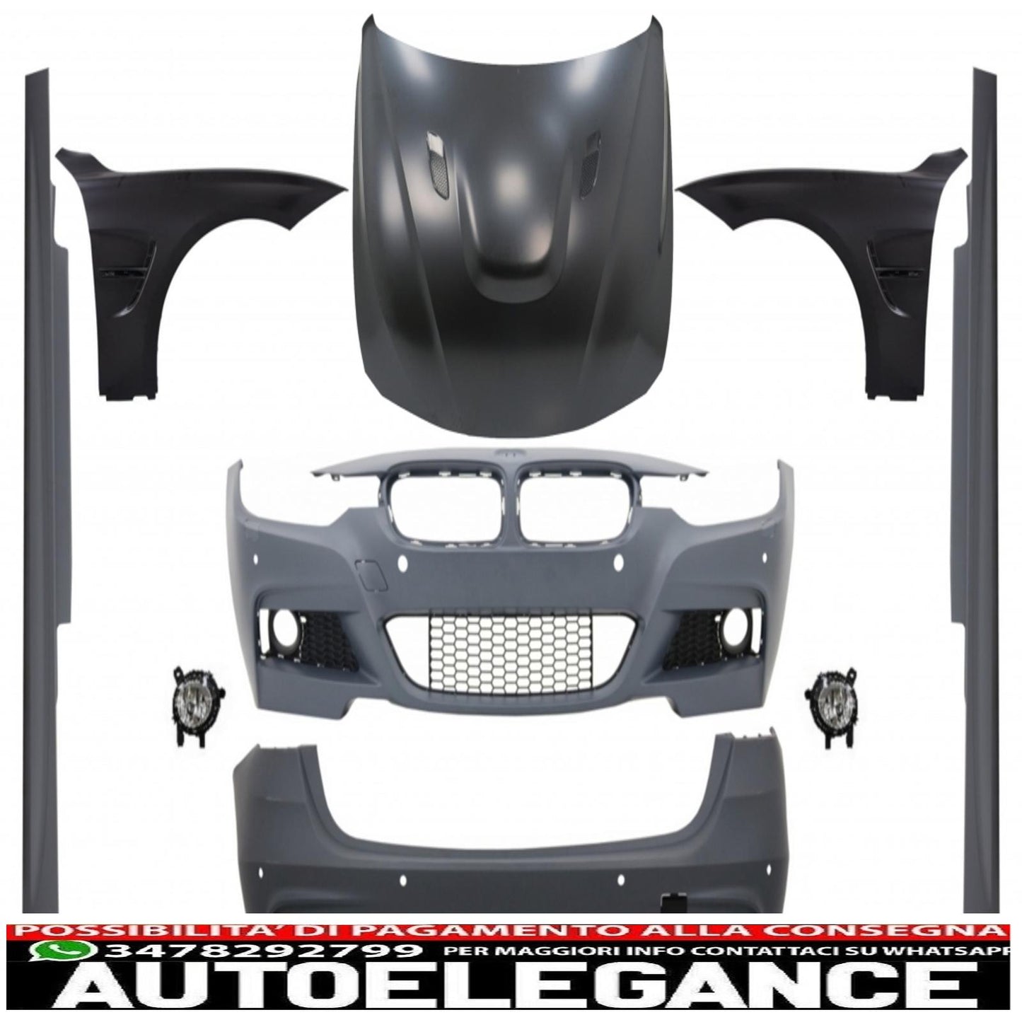 complete body kit suitable for bmw 3 series touring f31 (2011-02.2017) m-technik design with front fenders and bonnet