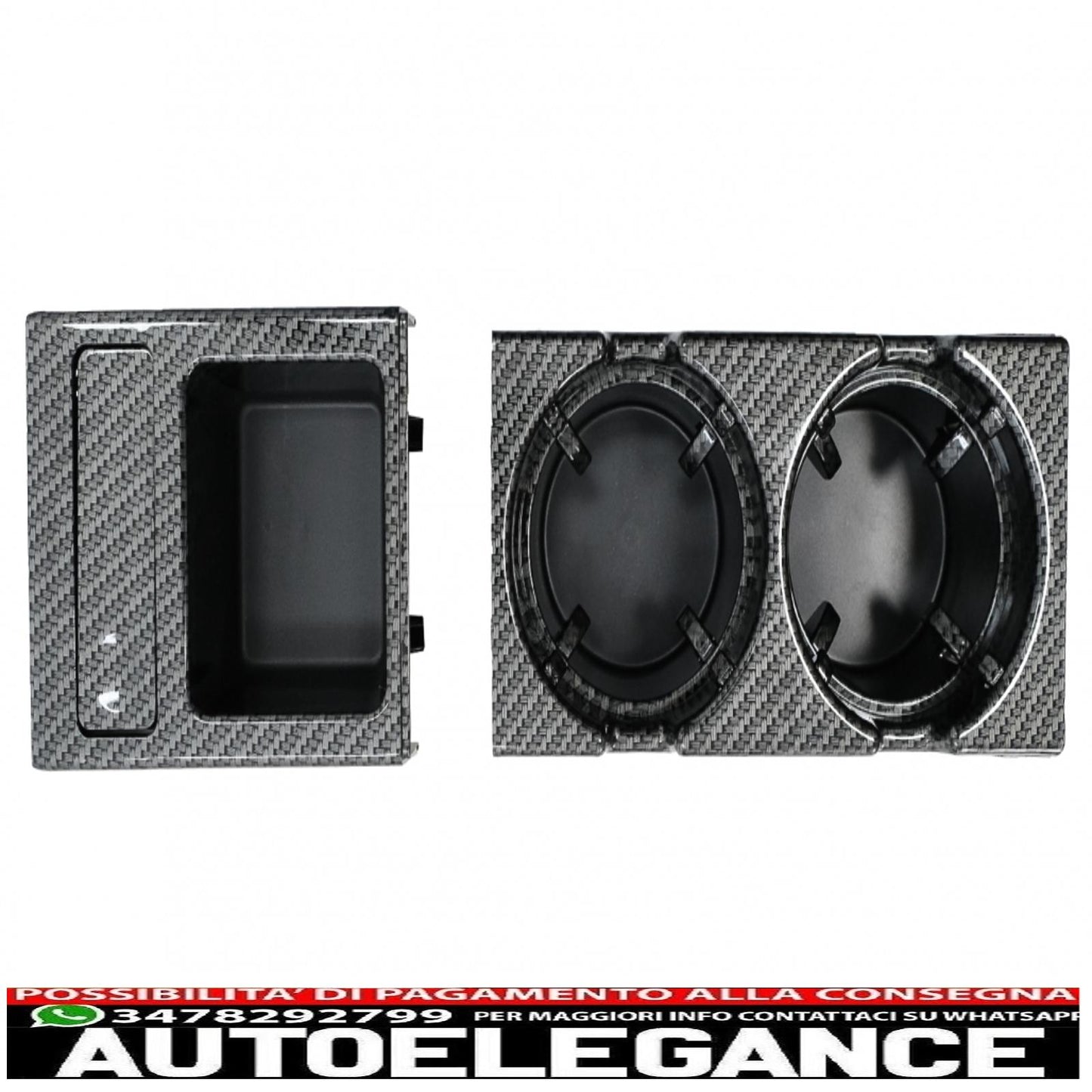 cup holder and coin holder suitable for bmw 3 series e46 (1998-2005) carbon fiber effect