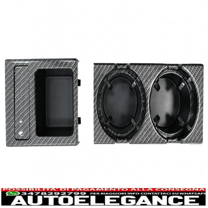 cup holder and coin holder suitable for bmw 3 series e46 (1998-2005) carbon fiber effect