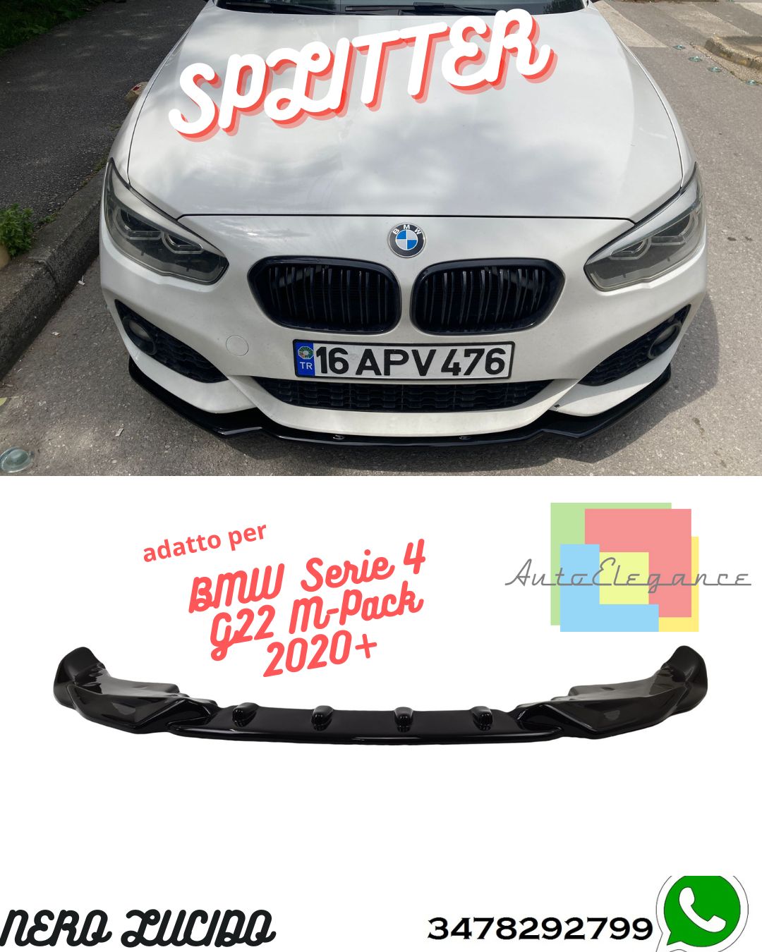Front Splitter BMW 4 Series G22 M-Pack 2020+ With TÜV ABE 