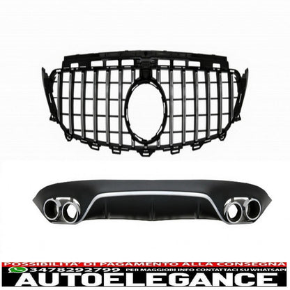 rear diffuser with exhaust tips and central grille suitable for mercedes e class c238 amg sport line (2016+) e53 design black chrome
