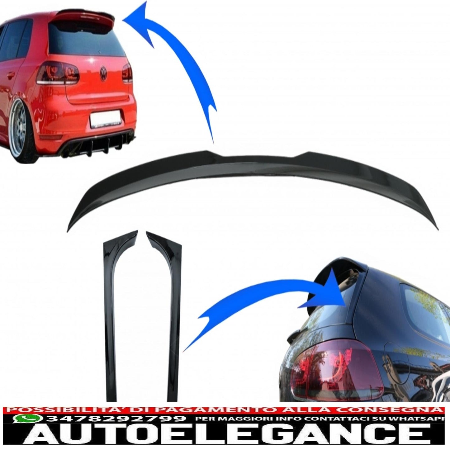 roof spoiler add on wing with trunk rear window spoiler suitable for vw golf 6 gti/r mk6 hatchback (2008-2012) piano black