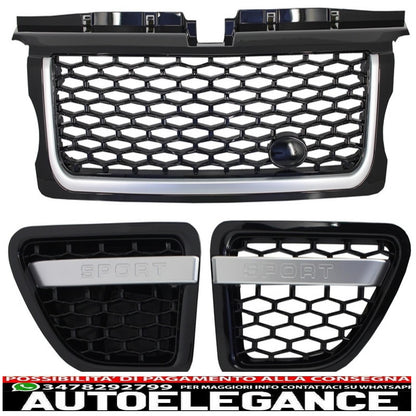 central grille and side vents group suitable for land rover range rover sport (2005-2008) l320 autobiography look all black edition