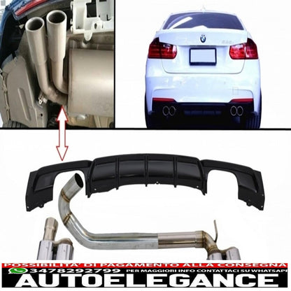 paraurti posteriore spoiler mantovana diffusore con doppi sistemi di scarico doppi terminali di scarico m3 m performance design adatto per bmw serie 3 f30 f31 (2011+) limousine touring