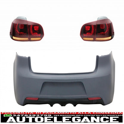 Rear bumper and taillights full led static direction light red smoke suitable for vw golf vi (2008-2013) design r20