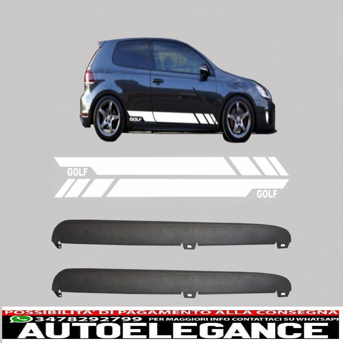 side skirts with side decals white vinyl sticker suitable for vw golf vi golf 6 (2008-2014) gti design
