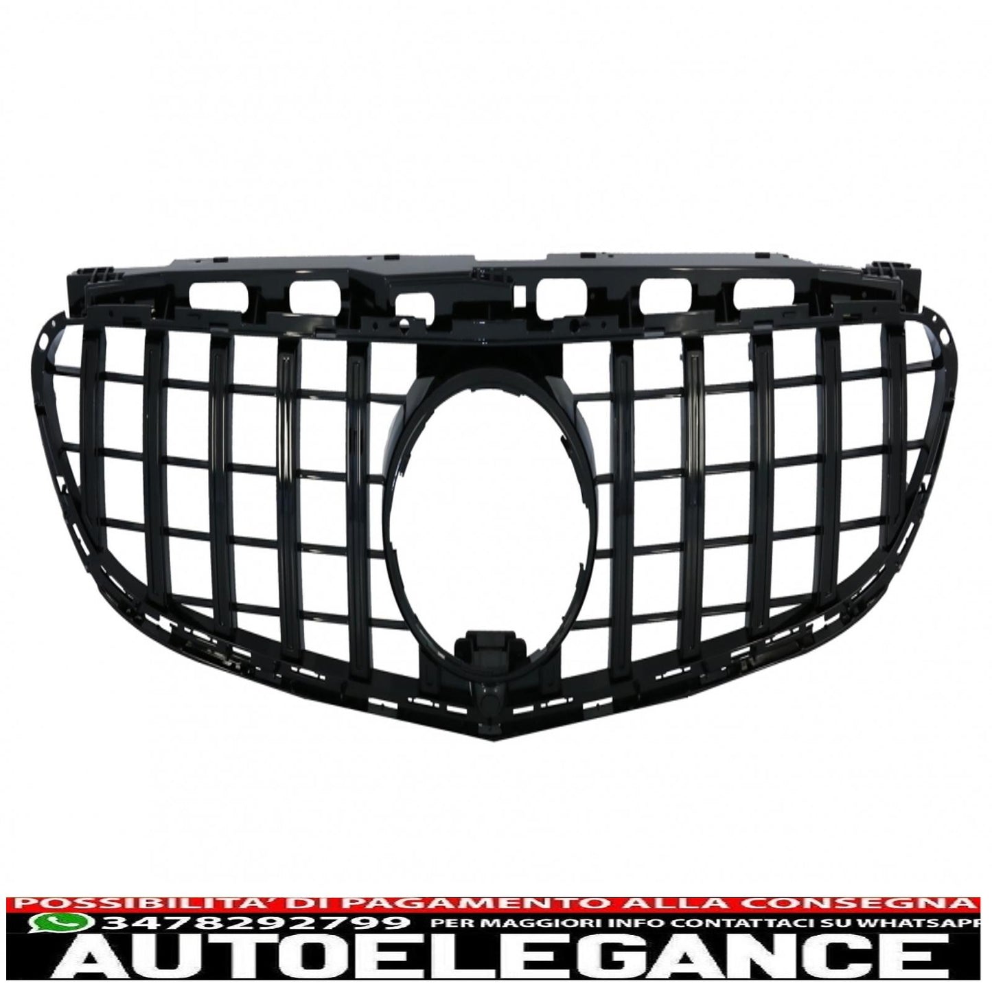 central grille suitable for mercedes e class w212 s212 facelift (2013-2016) gt-r design panamericana full piano black