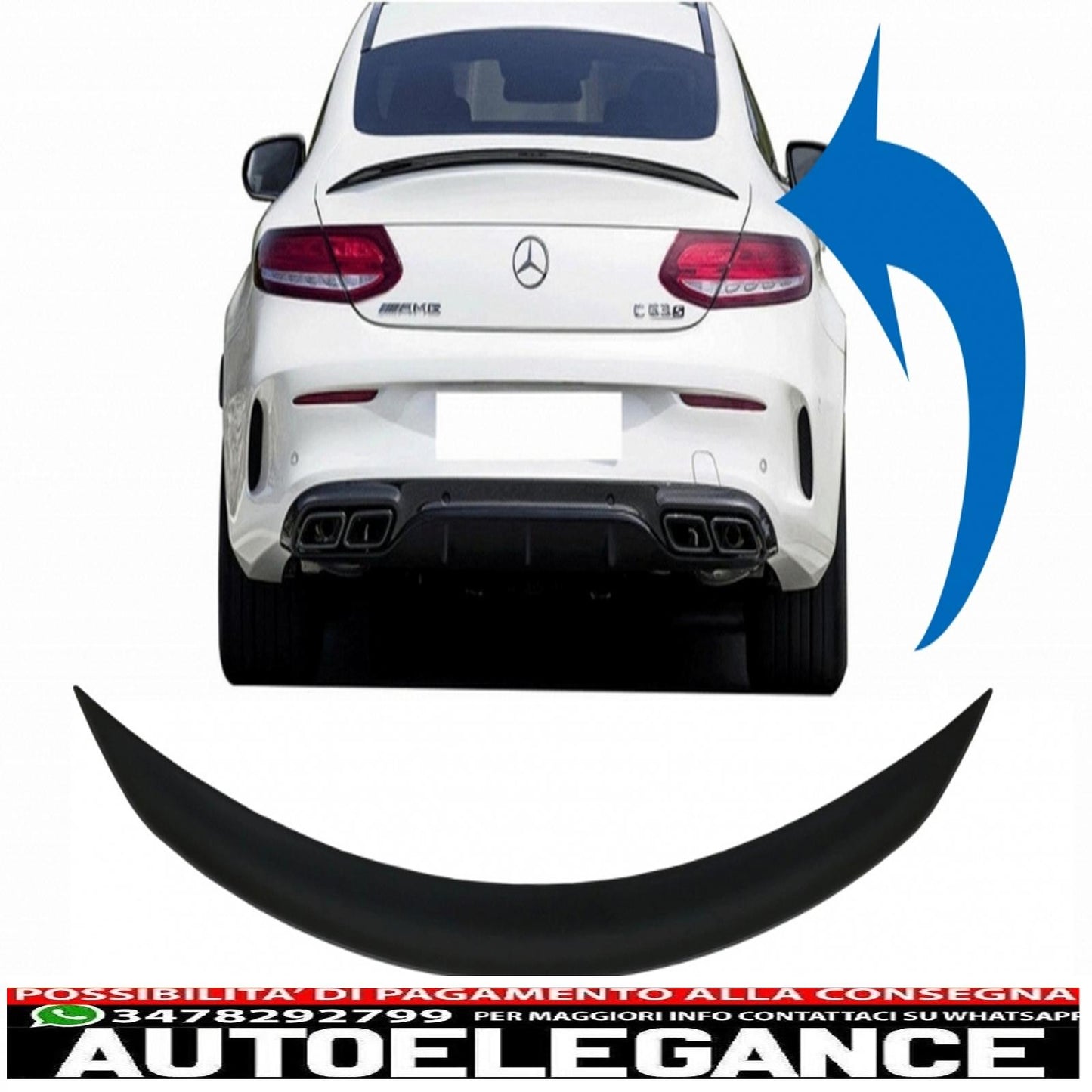Boot Spoiler Suitable for Mercedes C-Class Coupe C205 (2014-up) Matt Black 