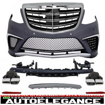 body kit suitable for mercedes s class w222 sport line package (2013-06.2017) s63 design with chrome central grille