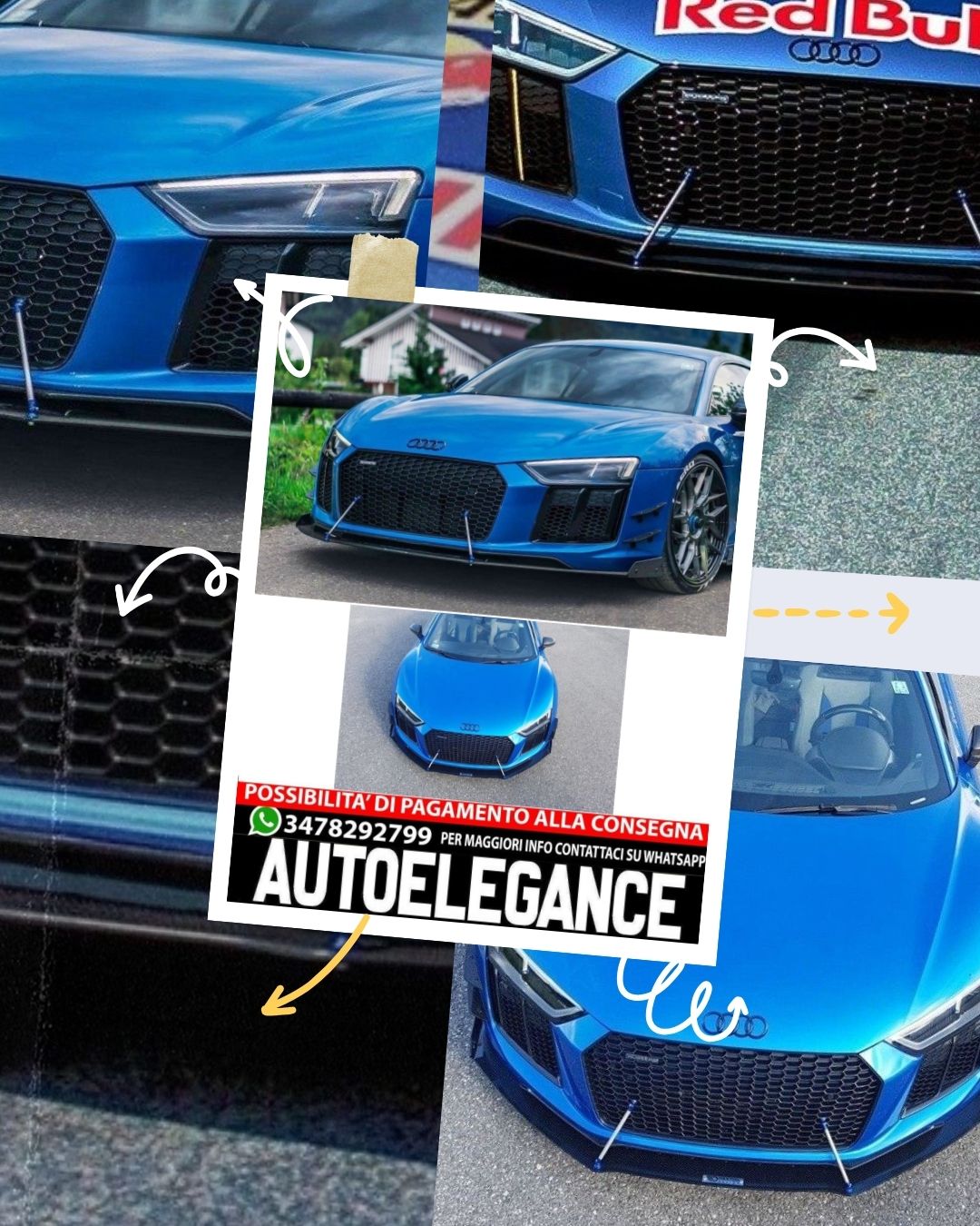 SPLITTER ANTERIORE ADATTO PER  RACING AUDI R8 MK.2   (2015-2018)