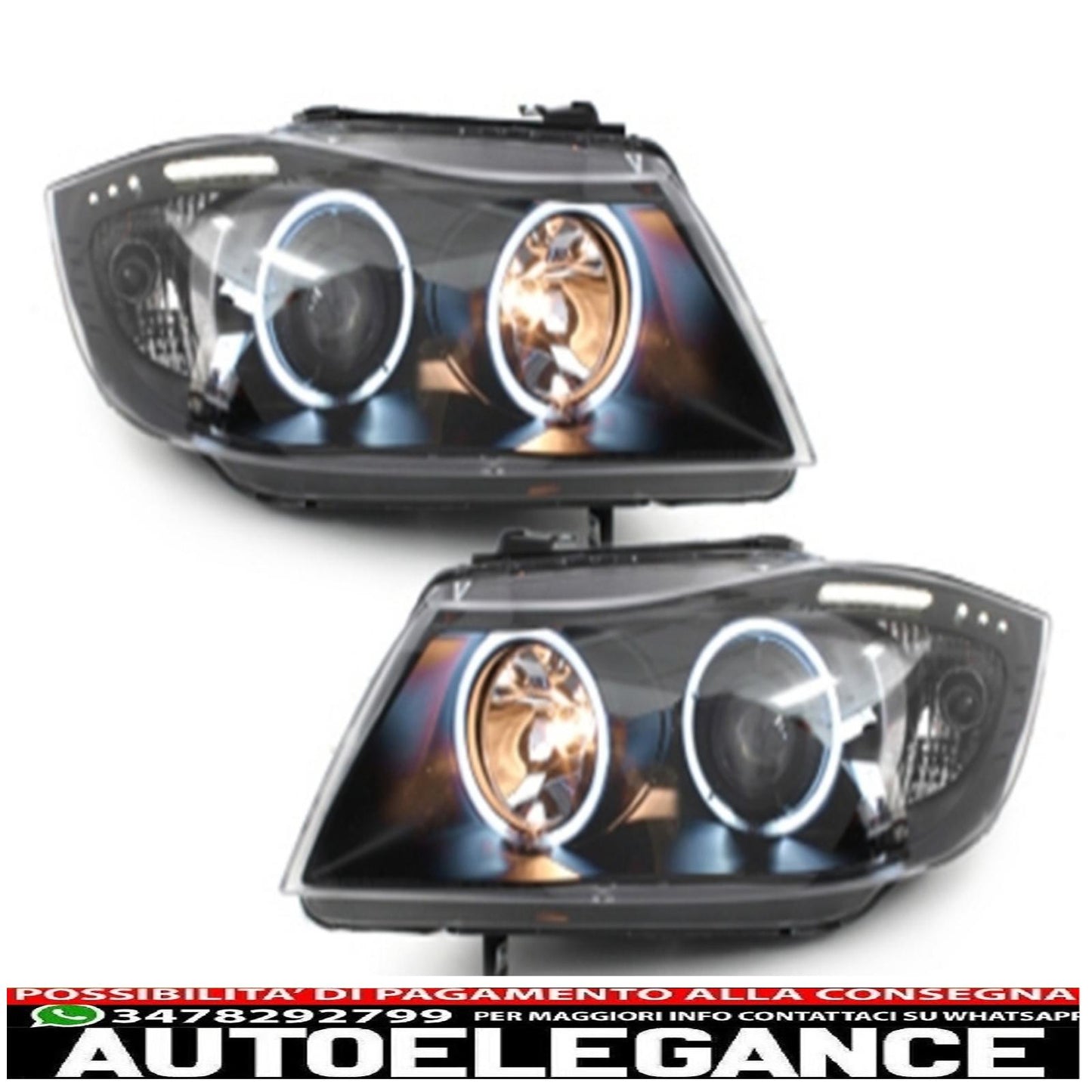 headlights suitable for bmw 3 series e90 e91 (03.2005-08.2008) angel eye ccfl black 
