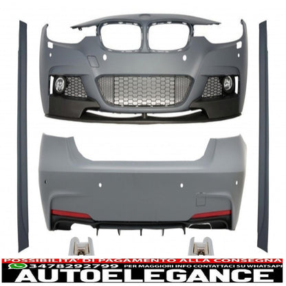 Complete body kit with dual chrome dual exhaust tips suitable for BMW 3 Series F30 (2011-2019) M-Performance design