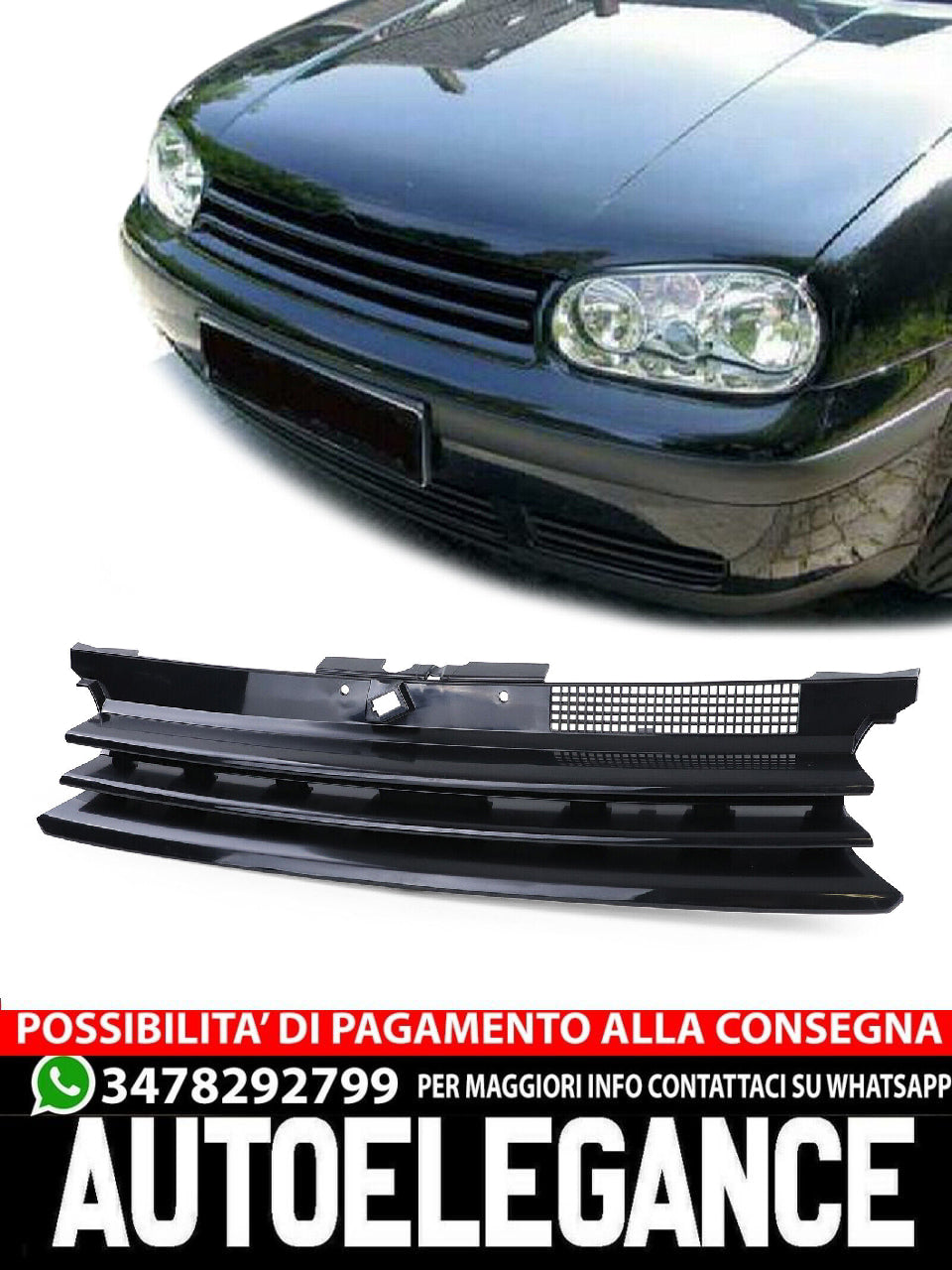 Griglia sportiva Griglia senza emblema aftermarket compatibile con VW Golf 4 97-03