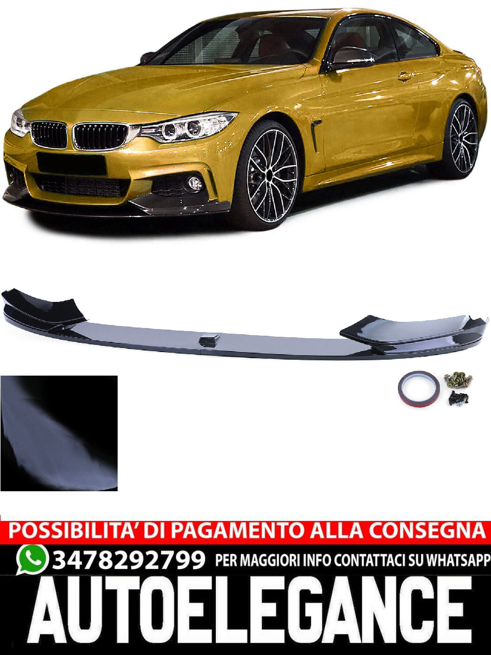 Aftermarket Glossy Front Lip Spoiler Compatible with BMW 4 Series F32 F33 F36 from 2013 
