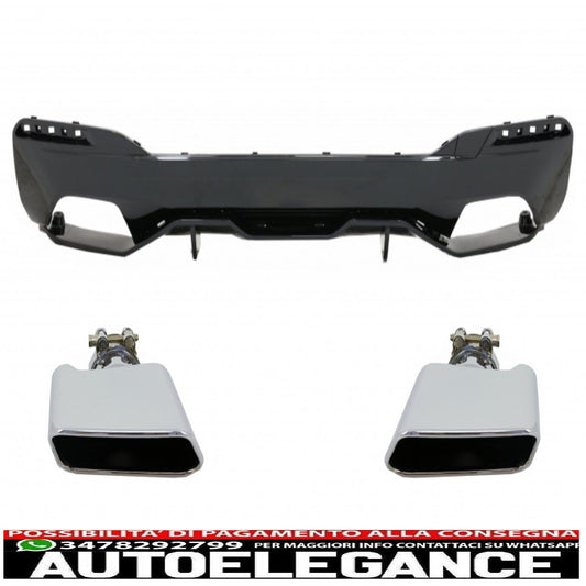 diffusore del paraurti posteriore adatto per bmw serie 5 g30 g31 limousine/touring (2017-up) con terminali di scarico m performance design