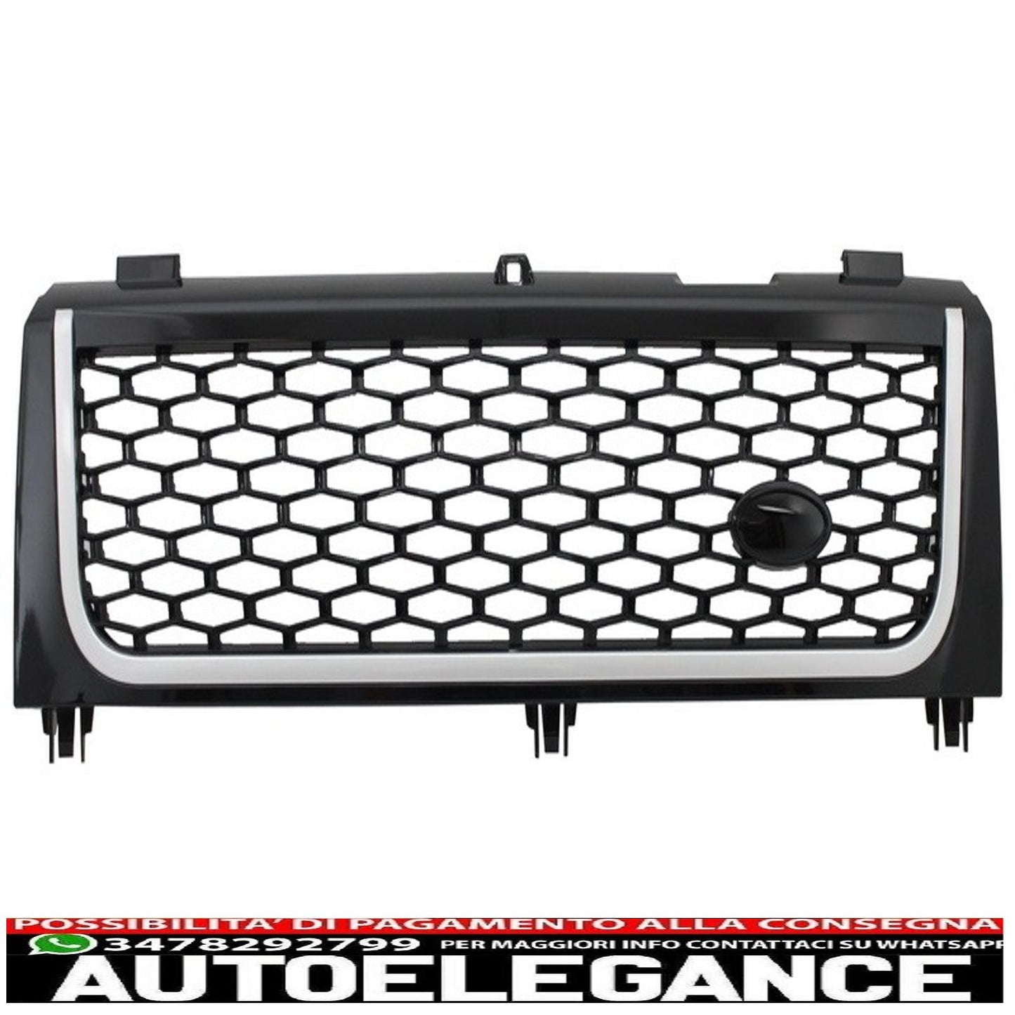 center grille suitable for land rover vogue iii l322 (2002-2005) piano black and silver autobiography supercharged edition
