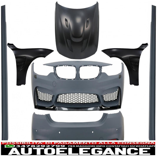 kit carrozzeria completo adatto per bmw serie 4 f32 f33 (2013-02.2017) design m4 con cofano motore e parafanghi anteriori neri