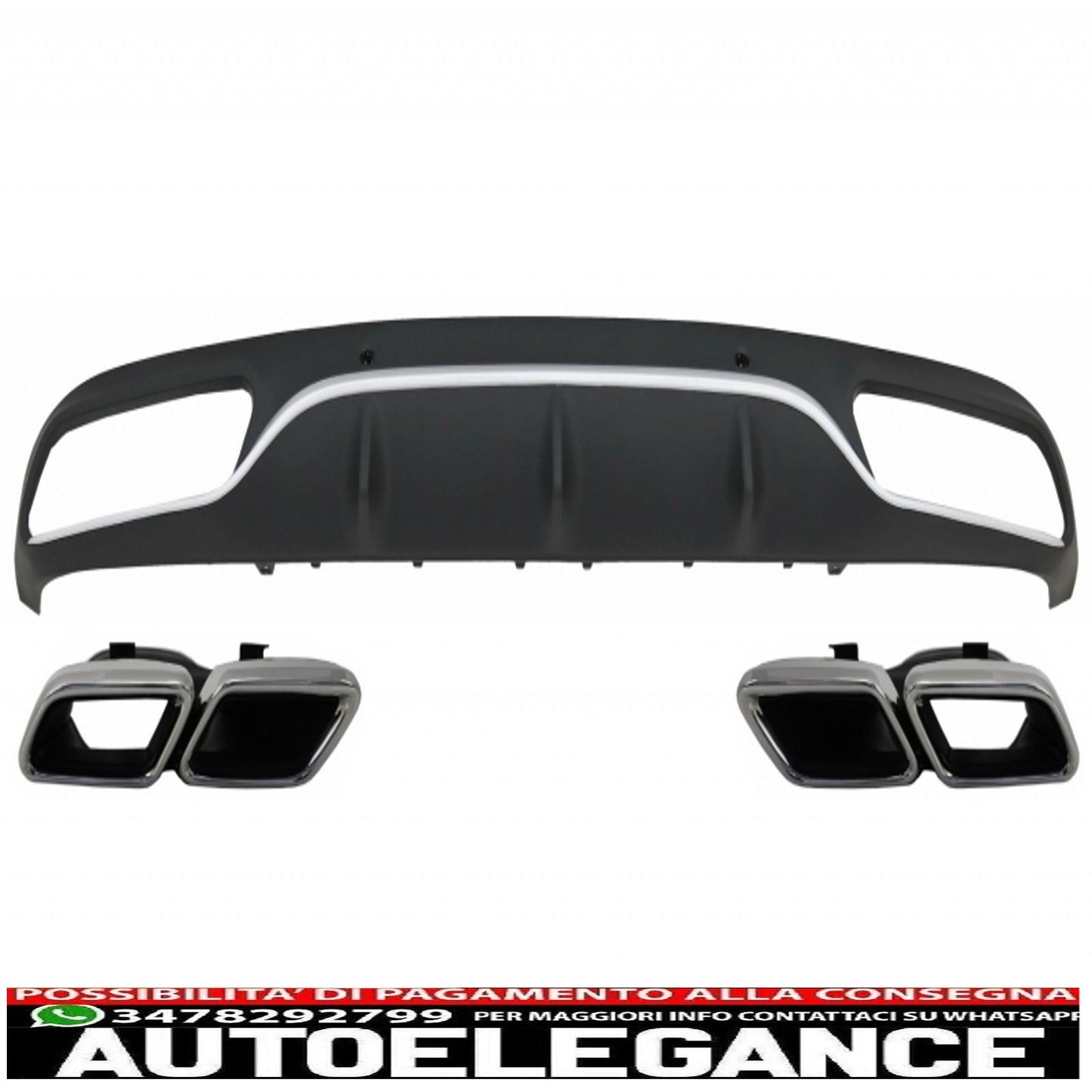 Rear bumper valance diffuser with exhaust tips suitable for mercedes c class c205 a205 coupe cabriolet (2014-2019) design c63