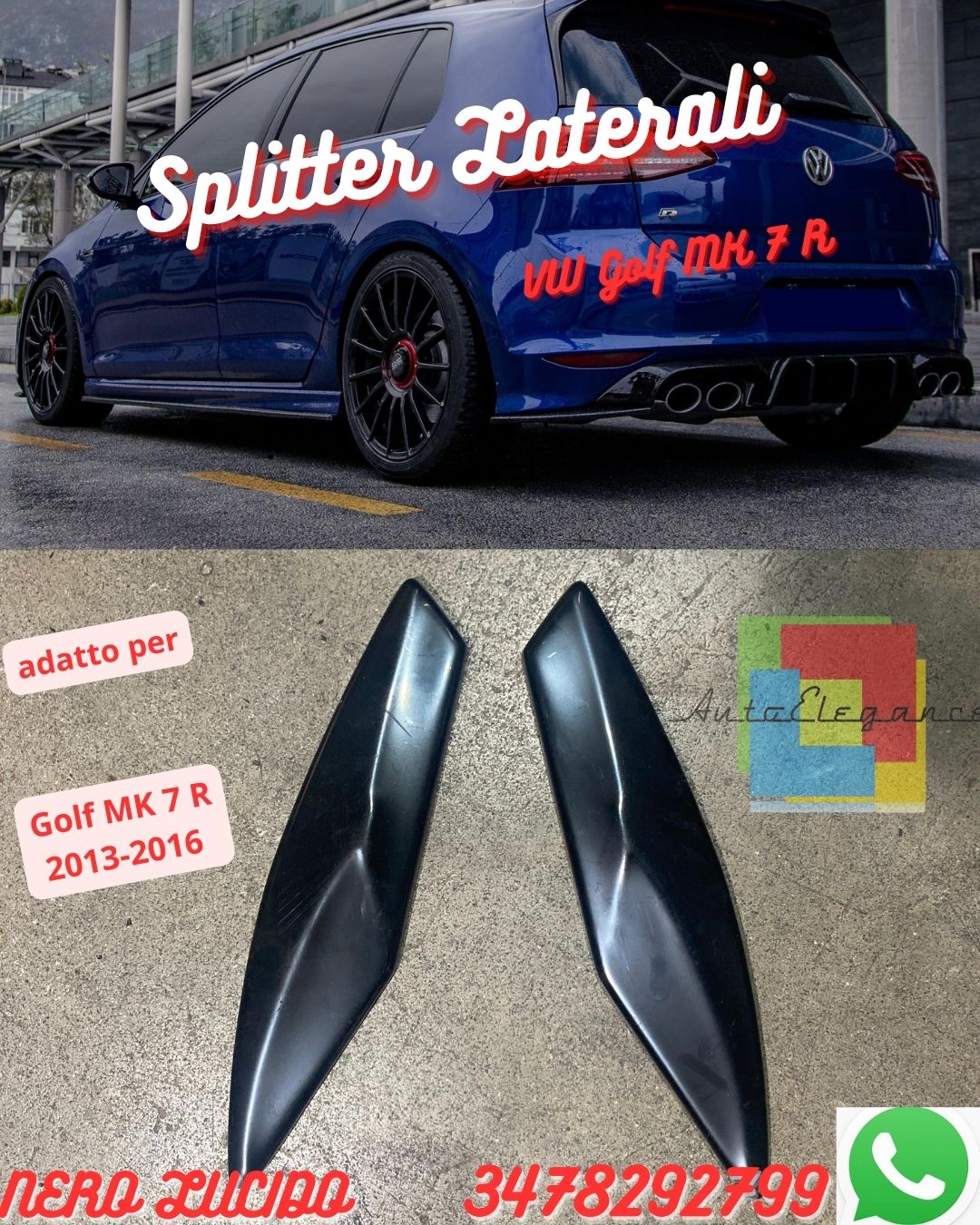 💫Splitter Laterali Posteriori PER VW Golf MK 7 R 2013-2016 Versiyon 3💫