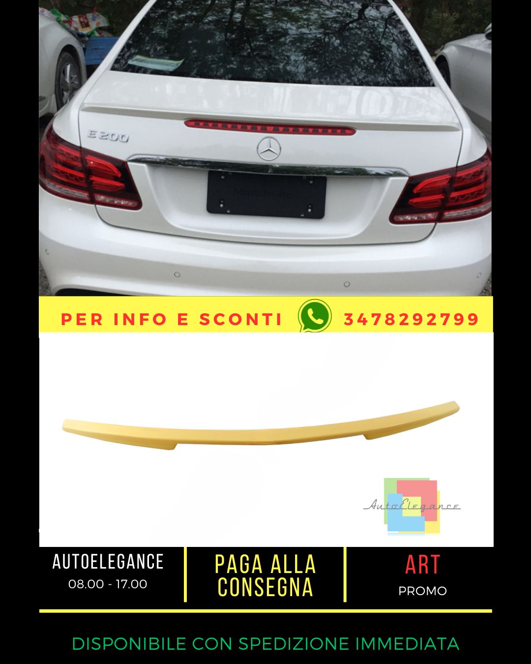 ✨SPOILER NERO LUCIDO ADATTO PER Mercedes E class C207 2009-2013 Coupe✨