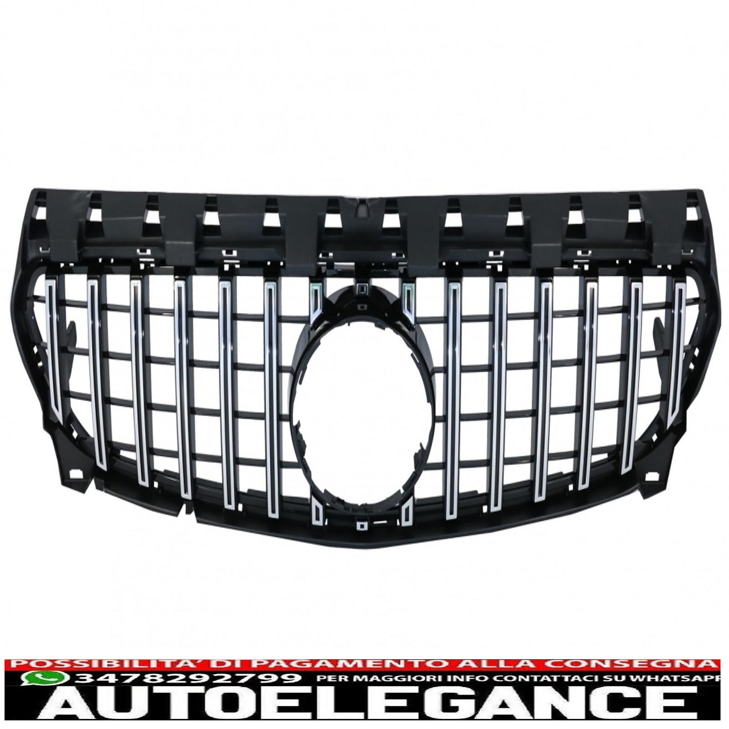 griglia anteriore centrale adatta per mercedes cla c117 x117 w117 facelift (2016-2018) cla45 gt-r design panamericana cromata nera