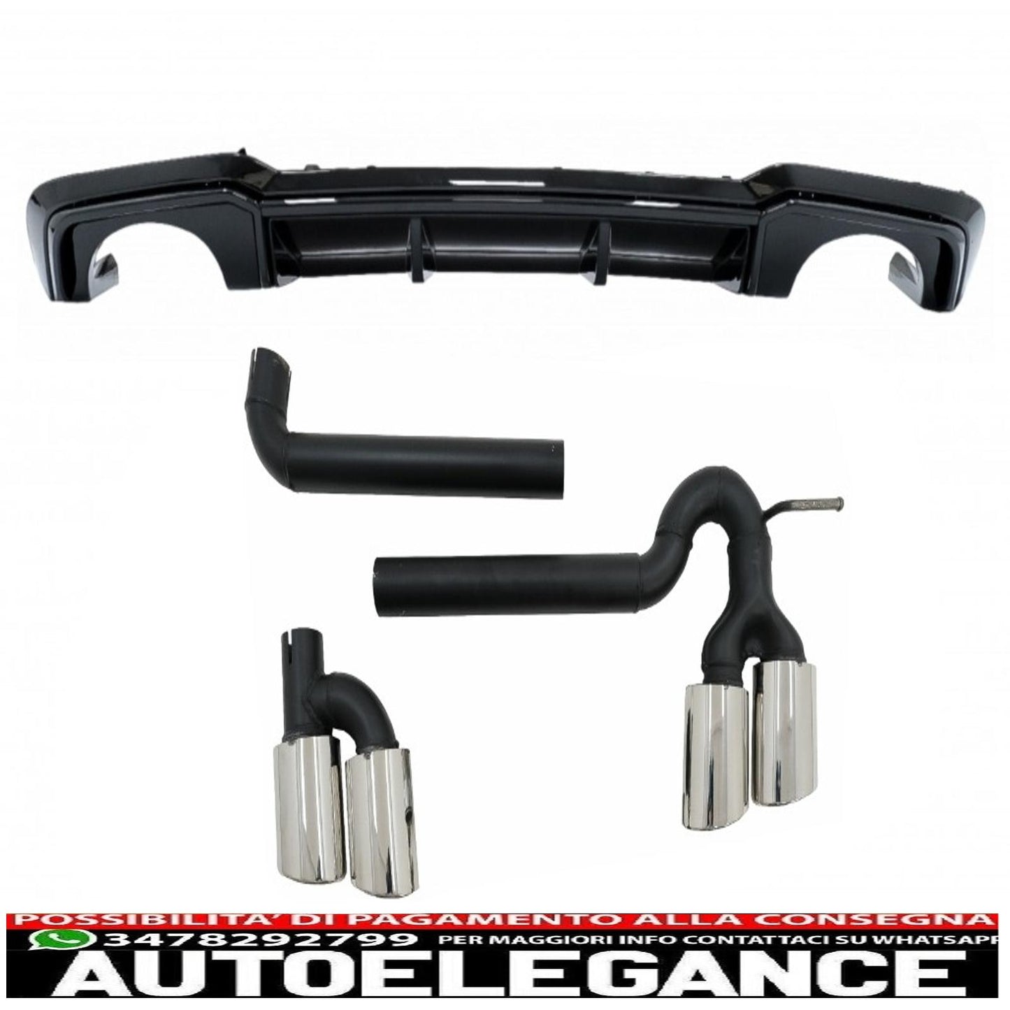 Diffusore mantovana paraurti posteriore con sistema di scarico completo adatto per audi a3 8v facelift (2016-2019) berlina cabrio rs3 solo design paraurti s-line pianoforte nero