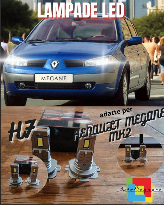 KIT LED H7 PER RENAULT MEGANE MK2 6000K BIANCO 6000 LUMEN CANBUS ANABBAGLIANTI