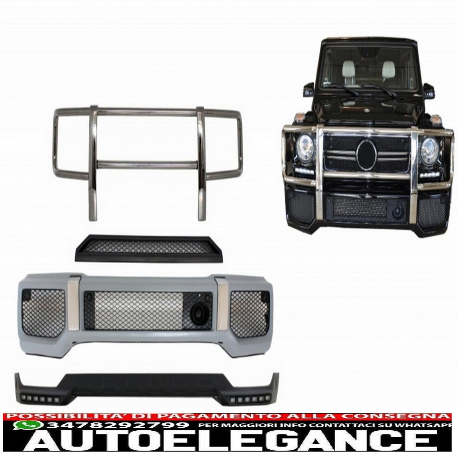 body kit paraurti anteriore con spoiler bullbar led estensione drl adatto per mercedes classe g w463 (1989-2017) AUTOELEGANCERICAMBI