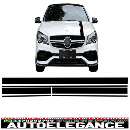 matt black upper hood roof and tailgate sticker set suitable for mercedes cla w117 c117 x117 (2013-2016) a class w176 (2012-2018) 45 design