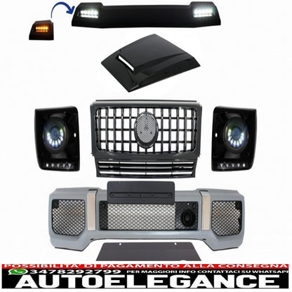 body kit suitable for mercedes g-class w463 (2005-2012) with panamericana design gt-r grille bi-xenon led headlights 