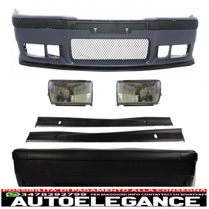 kit carrozzeria completo adatto per bmw serie 3 e36 1992-1998 design m3 con minigonne laterali fendinebbia