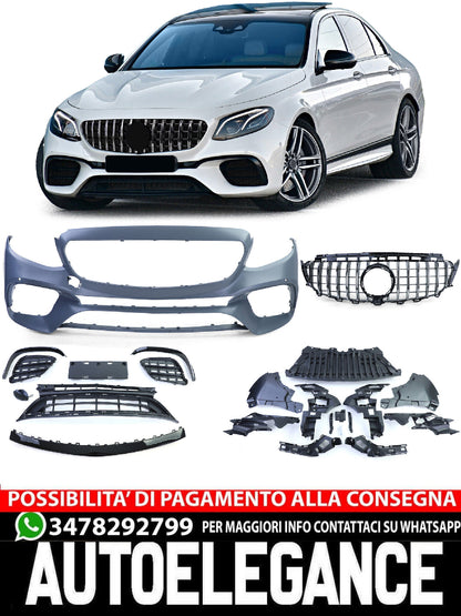 Paraurti sportivo con griglia del radiatore nero cromato per Mercedes Classe E W213 16-20