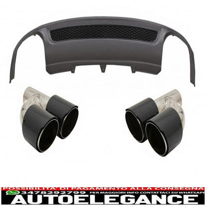Diffusore d'aria con mantovana per paraurti posteriore adatto per audi a4 b8 pre restyling limousine avant (2008-2011) con terminali di scarico in fibra di carbonio solo design s-line paraurti standard