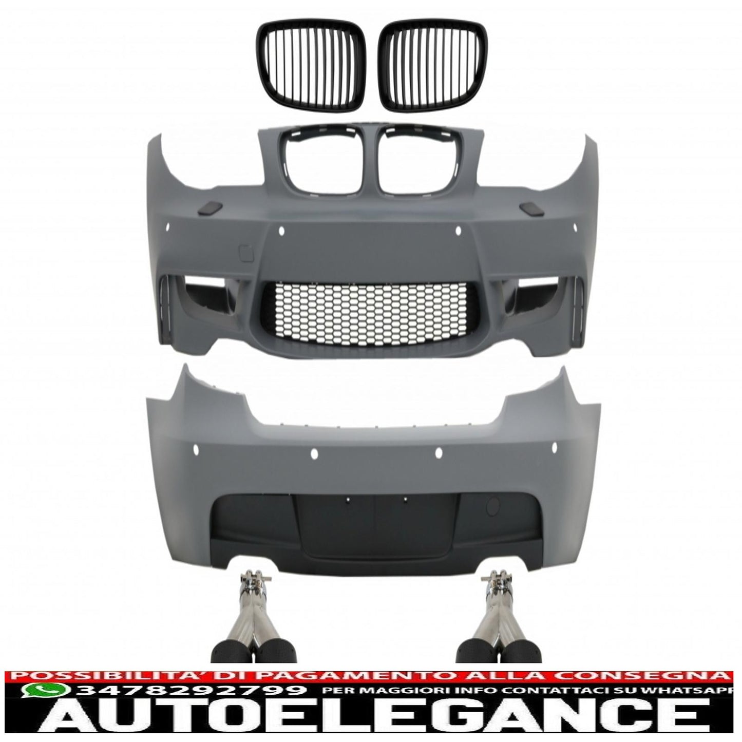 body kit suitable for bmw 1 series e81 e87 hatchback (2004-2011) m-technik m sport design with carbon fiber exhaust tips