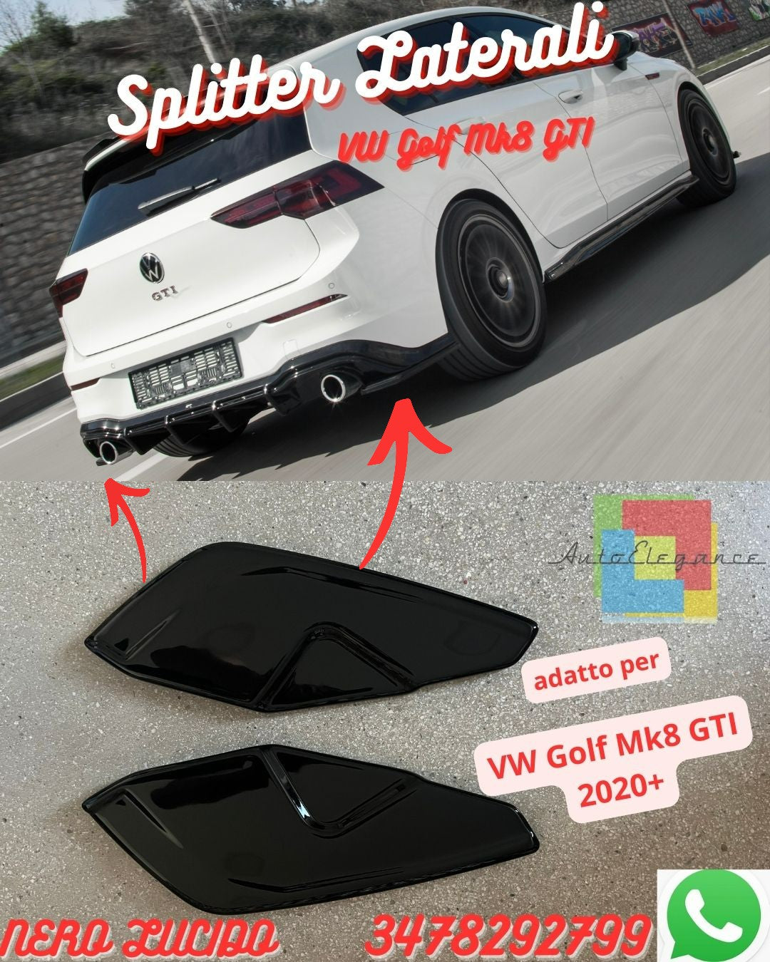 ✨Splitter FOR VW Golf Mk8 GTI 2020+ (2 Pcs) ✨ 