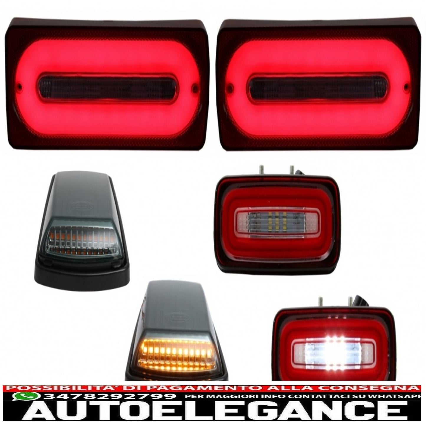 fanali posteriori full led barra luminosa con fendinebbia e indicatori di direzione fumé adatti per mercedes benz classe g w463 (1989-2015) indicatori di direzione sequenziali dinamici rossi