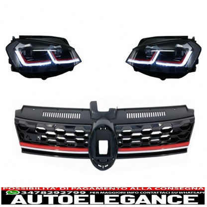 central grille without badge suitable for vw golf 7.5 vii facelift (2017-up) with led headlights dynamic sequential cornering lights gti design 