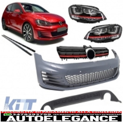 complete body kit suitable for vw golf 7 vii 2013-2016 gti look with front grille and led drl headlights 