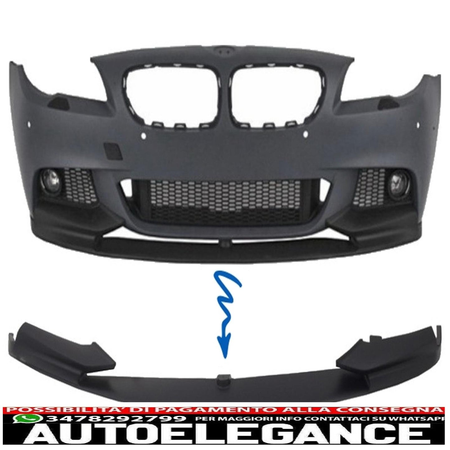 Front bumper spoiler lip suitable for bmw 5 series f10 f11 sedan touring (2011-2017) m-performance 