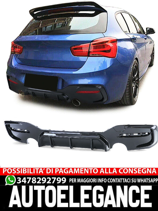 Aftermarket Gloss Black Sport Rear Diffuser Compatible with BMW 1 Series F20 F21 15-19 LCI M135 M140 
