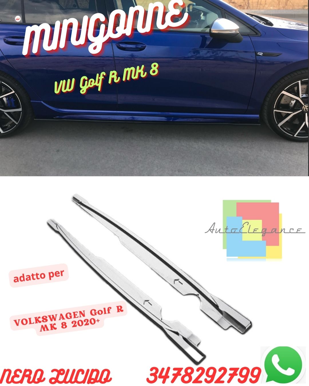 ✨Minigonne Laterali VOLKSWAGEN Golf R MK 8 2020+  ✨✅