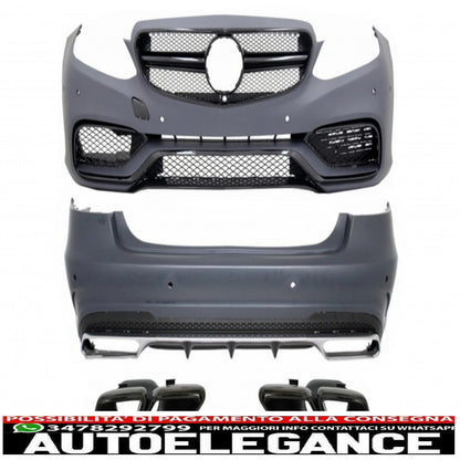 body kit suitable for mercedes e-class w212 restyling (2013-2016) with black exhaust tips e63 piano black design