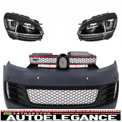 front bumper with led headlights drl cornering light sliding chrome suitable for vw golf vi 6 (2008-2013) gti u design 
