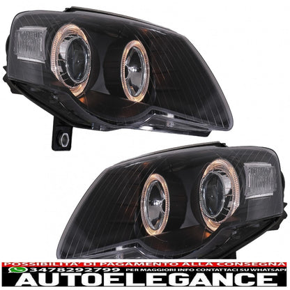 headlights suitable for vw passat b6 3c (03.2005-2010) 2 black halo rims 