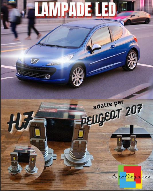 KIT LED H7 PEUGEOT 207 6000K WHITE 6000 LUMEN CANBUS LOW BEAM 