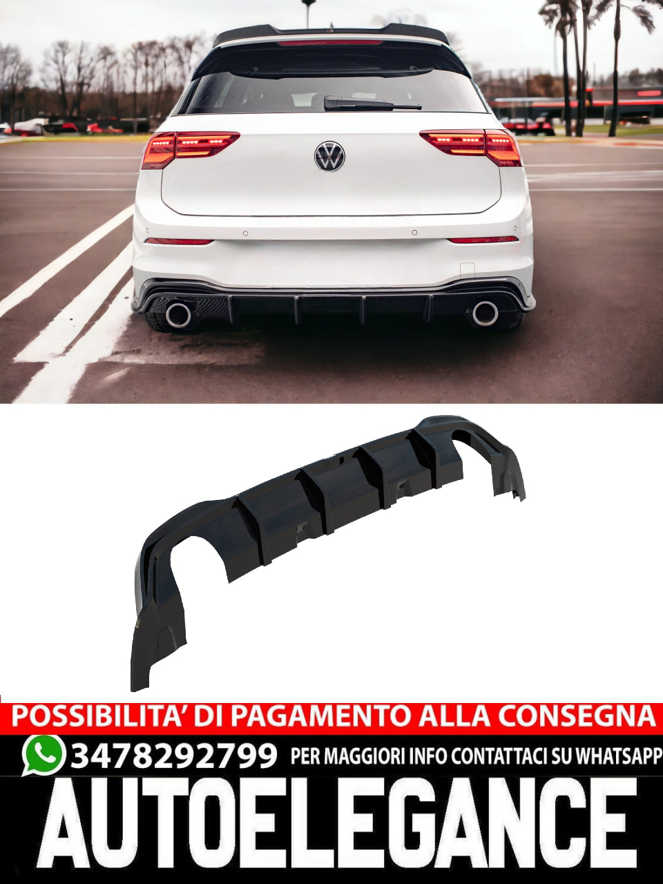 REAR DIFFUSER V.4 SUITABLE FOR VOLKSWAGEN GOLF 8 GTI 