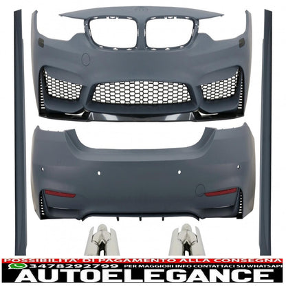 kit carrozzeria completo adatto per bmw serie 4 f32 coupé f33 cabrio (2013-2019) design m4 con terminali di scarico design acs