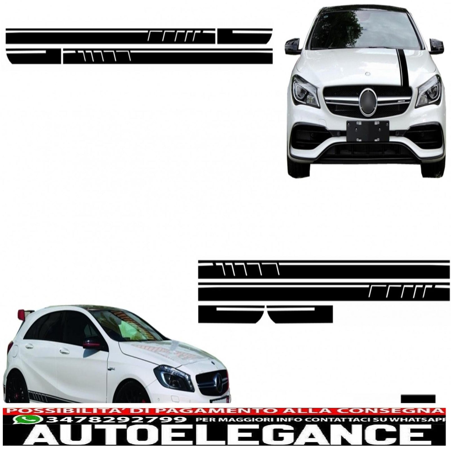 set of side stickers hood top roof tailgate matt black suitable for mercedes benz cla w117 c117 x117 (13-16) w176 (12-18) 45 a-design edition 1 