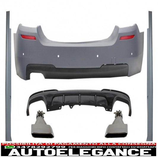 paraurti posteriore e minigonne laterali con diffusore e terminali di scarico in alluminio adatti per BMW Serie 5 F10 (2011-2017) design M-Performance